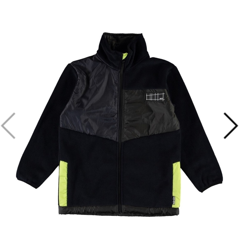 Molo Black And Neon Green Kids Jacket